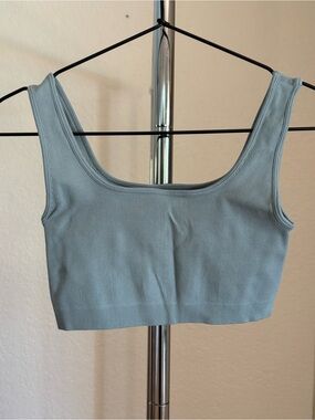 Light Blue Ribbed Sports Bra